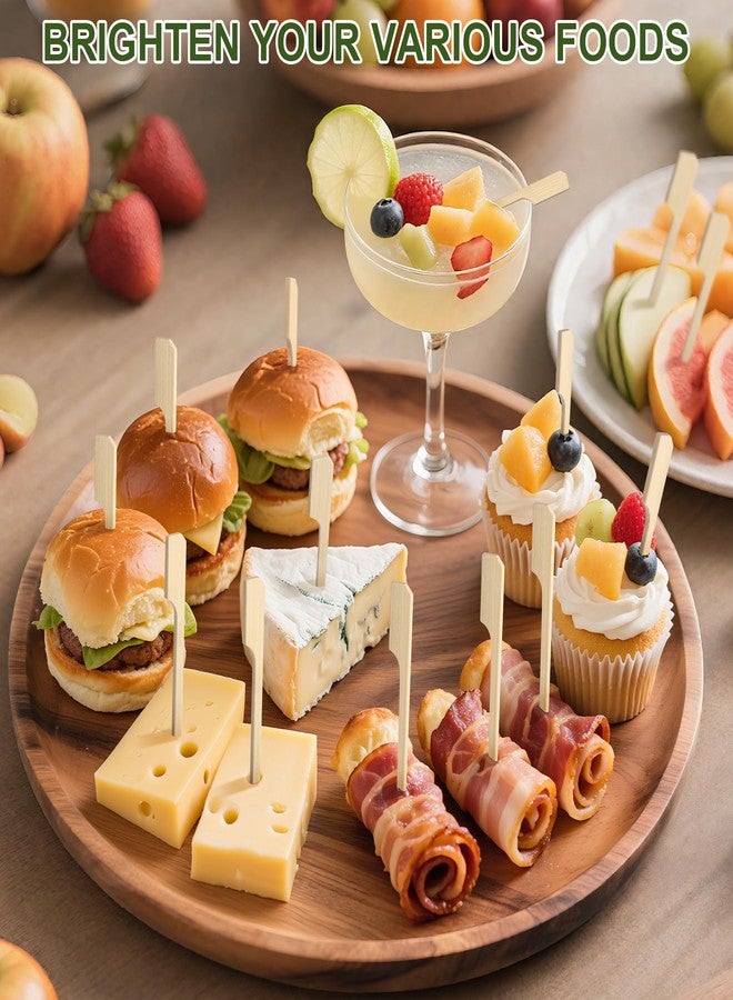 Vicuna R 200 Cocktail Picks, 3.5 IN Small Bamboo Skewers for Appetizers, Cupcake Topper Sticks, Flat Paddle Wood Fancy Toothpicks for Appetizers Drinks Food Sandwich Fruit Charcuterie Boards Accessories Party - Image 3